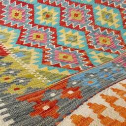 Classic Kilim Rug, Handmade Artisan Afghan Turkish Aztec Natural Wool Rug 287x224 cm - thumbnail 2