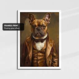 French Bulldog Suit Johannes Vermeer Framed Poster & Print Canvas Wall Decor Art Painting Bedroom Home Living Room Funny Animal Gift - thumbnail 3