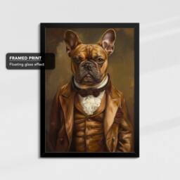 French Bulldog Suit Johannes Vermeer Framed Poster & Print Canvas Wall Decor Art Painting Bedroom Home Living Room Funny Animal Gift - thumbnail 2