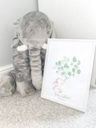 Baby Boy Girl Any Colour Wording Elephant Shower Birthday Party Baptism Christening Finger Print Guest Book Decor - thumbnail 1