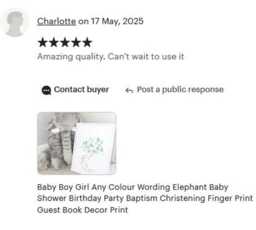 Baby Boy Girl Any Colour Wording Elephant Shower Birthday Party Baptism Christening Finger Print Guest Book Decor - thumbnail 3