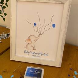 Baby Boy Girl Any Colour Wording Elephant Shower Birthday Party Baptism Christening Finger Print Guest Book Decor - thumbnail 2