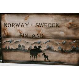 "Wooden Crate, Freight Chest, Table, Coffee Table ""Hirvi" - thumbnail 3