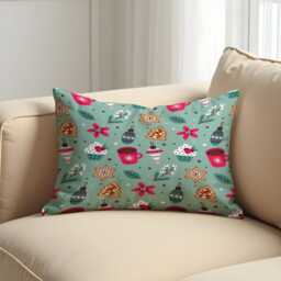 Christmas Cushion Cover With Gingerbread & Cupcakes, Festive Holiday Throw Pillowcase, Cute Xmas Home Decor - thumbnail 3