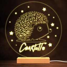 Cute Hedgehogs Stars Round Warm White Lamp Personalised Gift Night Light - Bedroom - thumbnail 1