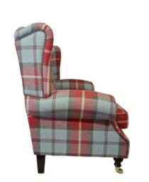 Queen Anne Wingback Fireside Chair Extra Wide Tartan Armchair - thumbnail 4