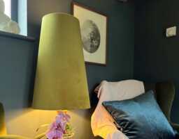 Olive Velvet Cone Lampshade, Extra Tall Lampshade Olive Green Velvet - thumbnail 1