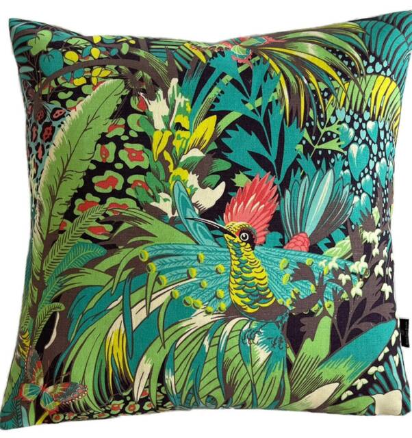 Jungle Beat Cushion Cover Matthew Williamson Tropical Birds Linen Pillow - image 1