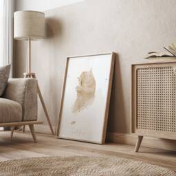 South Korea Map Beige & Gold Wall Art Print - thumbnail 1