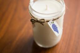 Lilac, Handmade Soy Candle, Mason Jar With A Hand-Drawn Tag - thumbnail 1