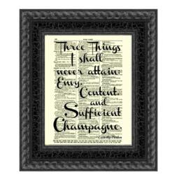 Three Things Dorothy Parker Quote On An 1897 Dictionary Page, Champagne, Book Print, Literary, Celebration Decor, New Year Party Decor - thumbnail 1