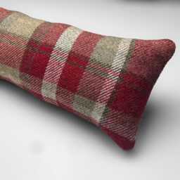 Red Wool Tartan Draught Excluder Weighted Farmhouse Decor 70-200cm - thumbnail 3
