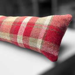 Red Wool Tartan Draught Excluder Weighted Farmhouse Decor 70-200cm - thumbnail 2