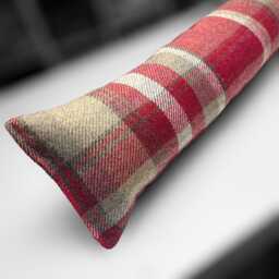 Red Wool Tartan Draught Excluder Weighted Farmhouse Decor 70-200cm - thumbnail 1