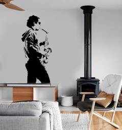 Wall Vinyl Music Man Playing Jazz Guaranteed Quality Decal Mural Art 1507Dz - thumbnail 1