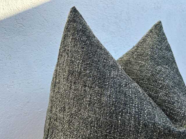 Dark Green Woven Linen Pillow Cover Modern Textured Cushion - All Duties Paid Usa - image 1