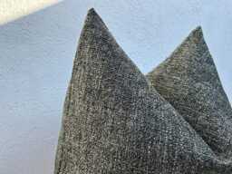 Dark Green Woven Linen Pillow Cover Modern Textured Cushion - All Duties Paid Usa - thumbnail 1