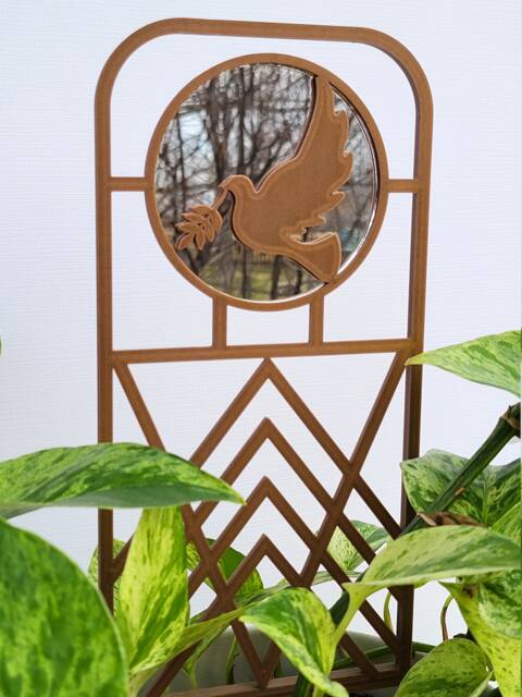 Peace Dove Plant Trellis With Mirror 3D Printed Hoya Support - image 1