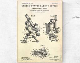 Microscope Patent Print. Blueprint Poster. Chemistry Laboratory, Medical Research Wall Art. Forensics Scientist Gift. Ready To Hang Canvas - thumbnail 1
