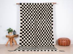 Authentic Beni Ourain Rug, Checkered Moroccan Rug 5x8 Ft
