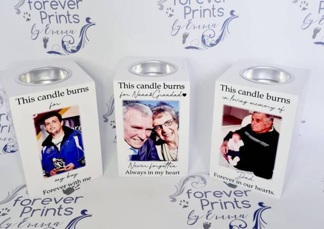 Personalised Photo Tealight Holder, Memorial Candle - image 1