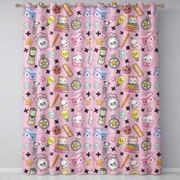 Cute Kawaii School Supplies Pink Background Seamless Pattern Readymade Eyelet Ring Top Thermal 100% Blackout Curtains - thumbnail 2