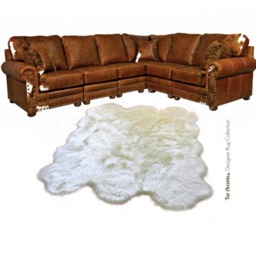 Plush Faux Sheepskin Rug - Shaggy Pelt Shape Throw, Usa Made - thumbnail 1