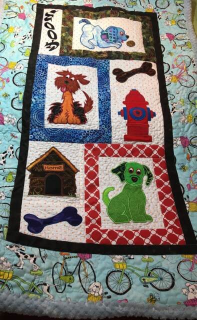 Personalized Embroidered & Applique'd Dog Lovers Nursery Quilt/ Keepsake Quilt Or Wall Hanging/Baby Blanket/Nursery Hanging Decor - image 1