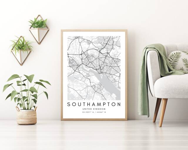 Southampton Map Print Minimalist United Kingdom City Wall Art - image 1