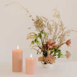 Beeswax Pillar Candles Pure Candles, Pink Rose Spring Decor, Easter Table Natural Handmade in Usa - thumbnail 3