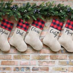 Lumberjack Personalized Christmas Stockings, Stocking, Burlap Stocking - thumbnail 4