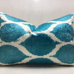 Silk Ikat Pillow Cover, Handwoven Accent Cushion - 16x24 - thumbnail 2