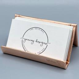 Hammered Copper Business Card Holder Raw Desk Accessory - thumbnail 3