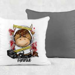 Personalised Highland Cow Crime Scene Cushion, Funny Birthday Gift - thumbnail 4