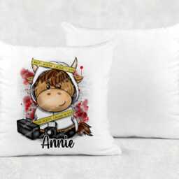 Personalised Highland Cow Crime Scene Cushion, Funny Birthday Gift - thumbnail 3