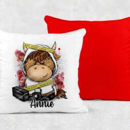 Personalised Highland Cow Crime Scene Cushion, Funny Birthday Gift - thumbnail 2