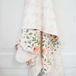 Personalized Organic Cotton Baby Blanket - Abstract Roses, Floral Print - thumbnail 4