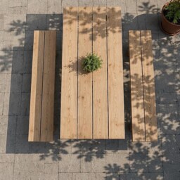 "Solid Wood Garden Table ""Omega" - thumbnail 2