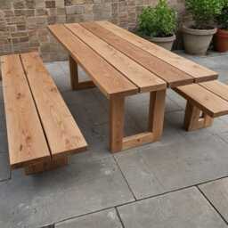 Solid Wood Outdoor Garden Table in Oak & Walnut, Wooden With Metal Frame, Made To Measure, Customizable, Modern, Dining - thumbnail 3