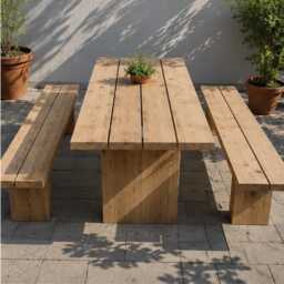 "Solid Wood Garden Table ""Omega" - thumbnail 3