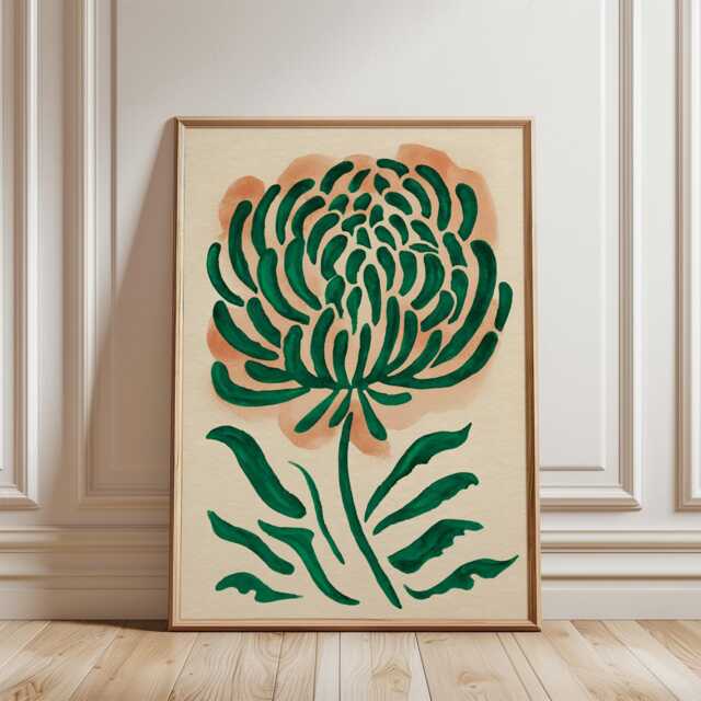 Green Botanical Poster - Abstract Floral Wall Art Modern Painted Flower Print - image 1