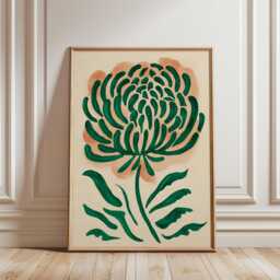 Green Botanical Poster - Abstract Floral Wall Art Modern Painted Flower Print - thumbnail 1