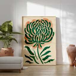 Green Botanical Poster - Abstract Floral Wall Art Modern Painted Flower Print - thumbnail 3