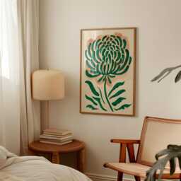 Green Botanical Poster - Abstract Floral Wall Art Modern Painted Flower Print - thumbnail 2
