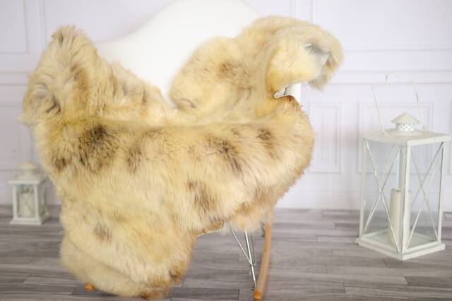 Sheepskin Rug - Real Shaggy Chair Cover Throw Brown Beige Home Decor #apriher45 - image 1