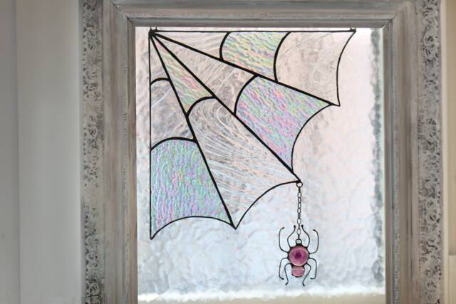Halloween Stained Glass Spider Web Cobweb Net Suncatcher Black Home House Decor Window Wall Hangings Cling Nature Gift - image 1