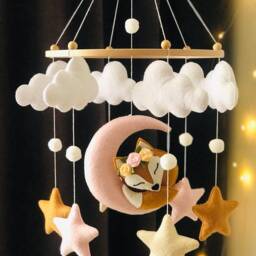Felt Fox Moon Baby Mobile Boho Nursery Decor, Girl Gift - thumbnail 3