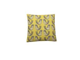 Scandinavian Bird Throw Pillow Cover Kiwi Yellow & Gray Linen - thumbnail 1