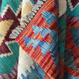 Kilim Rug Multicolour, Handmade Artisan Afghan Turkish, Scandinavian, Navajo, Bohemian Flatweave, Natural Wool 210x154 cm - thumbnail 4