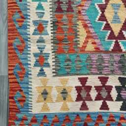 Kilim Rug Multicolour, Handmade Artisan Afghan Turkish, Scandinavian, Navajo, Bohemian Flatweave, Natural Wool 210x154 cm - thumbnail 2
